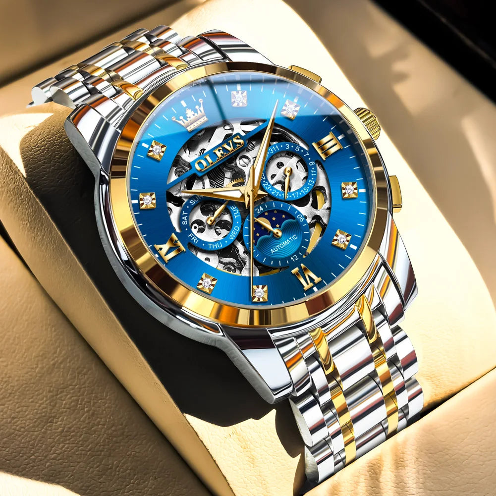Reloj Automático OLEVS Skeleton Fase Lunar Acero Inoxidable