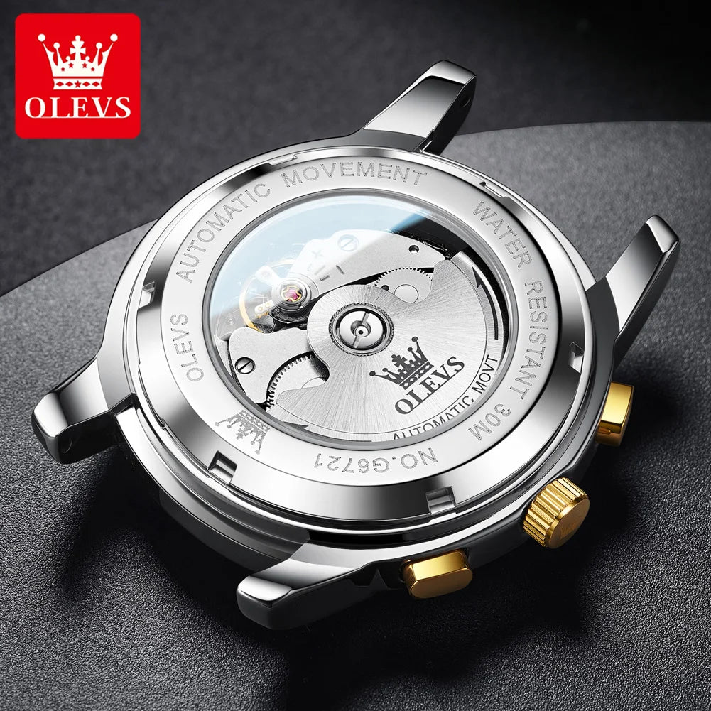 Reloj Automático OLEVS Skeleton Fase Lunar Acero Inoxidable