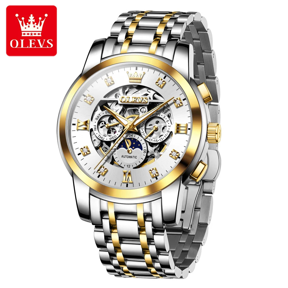Reloj Automático OLEVS Skeleton Fase Lunar Acero Inoxidable