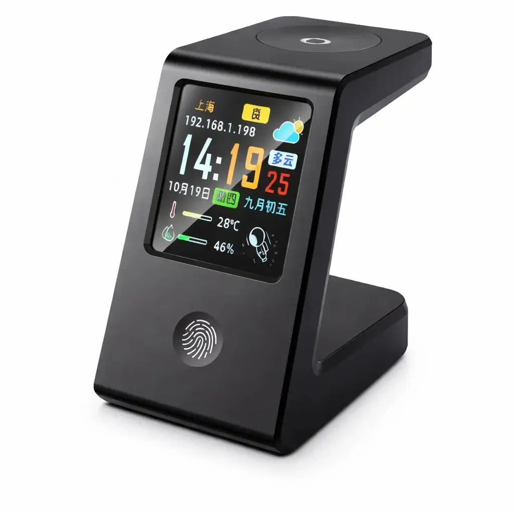 Reloj Digital WiFi con Carga Inalámbrica y Display del Clima