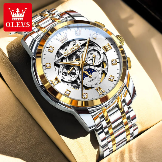 Reloj Automático OLEVS Skeleton Fase Lunar Acero Inoxidable